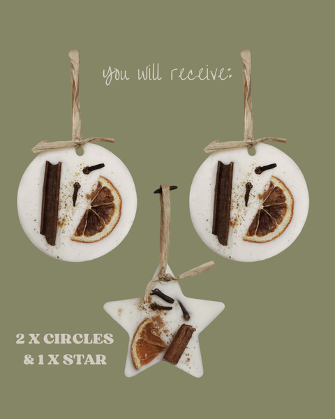 Scented Tree Wax Decorations - Set of 3