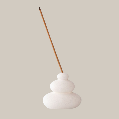 Cream Speckle Balancing Stones Incense Stick Holder