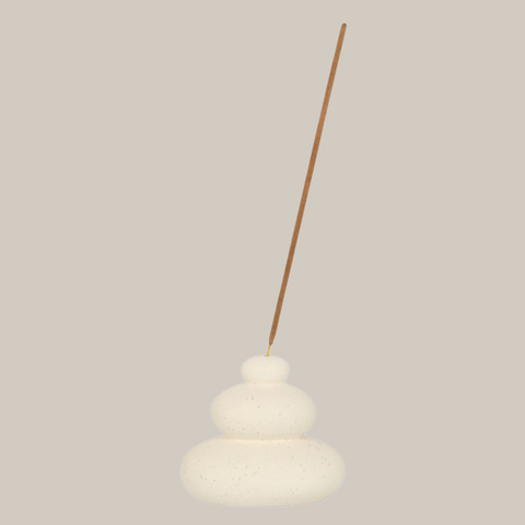 Cream Speckle Balancing Stones Incense Stick Holder