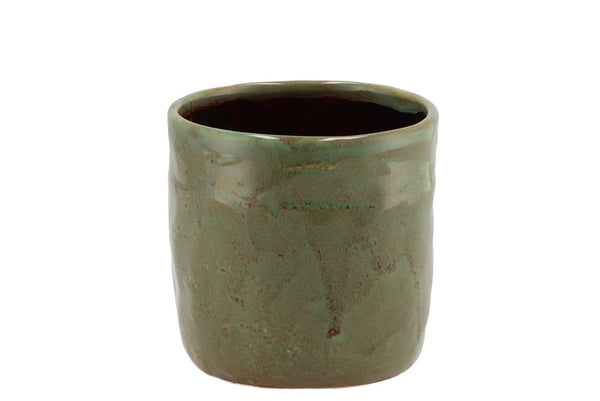 Iron Stone Green Glazed Pot 12x11cm