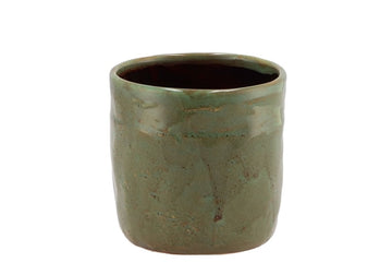 Iron Stone Green Glazed Pot 12x11cm