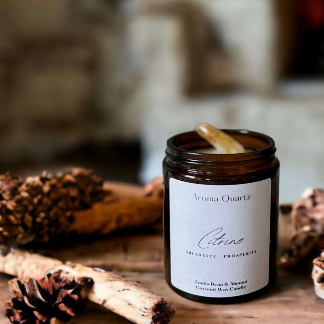 Citrine Crystal Candle: Coconut Wax Elegance with 45-Hour Burn Time