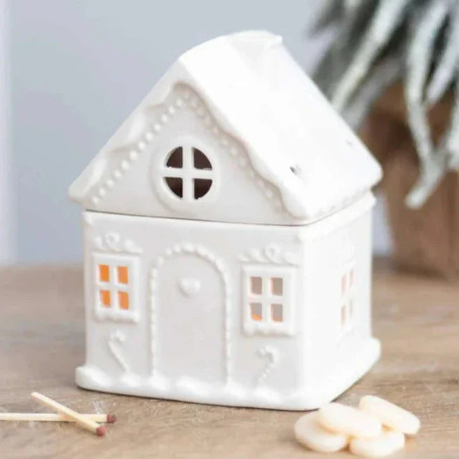 White Gingerbread House Oil Burner